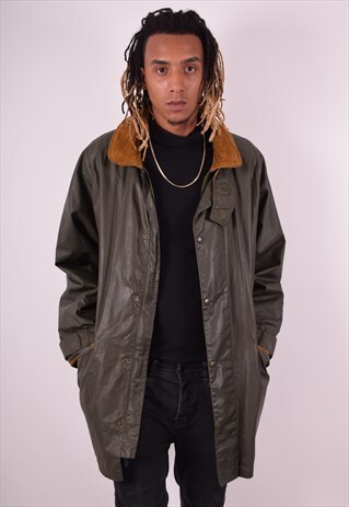 HENRI LLOYD MENS VINTAGE WAX JACKET LARGE KHAKI 90S