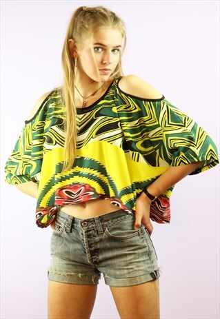 NEON KALEIDOSCOPE CHIFFON BIG CROP TOP