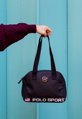 VINTAGE 90S POLO SPORT RALPH LAUREN TOTE CLUTCH BAG BLACK