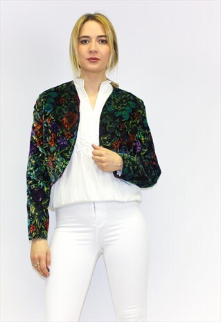 VINTAGE VELVET PATTERNED CROPPED JACKET