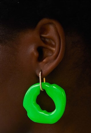 AKENO GOLD GREEN EARRING