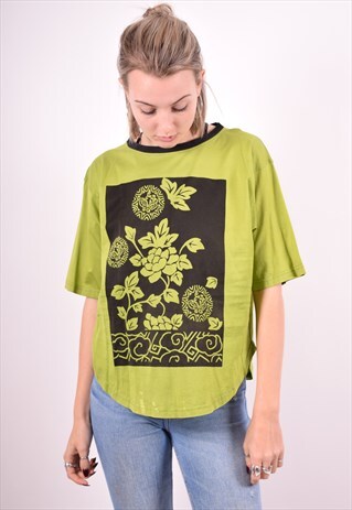 WOMENS VINTAGE T-SHIRT TOP MEDIUM GREEN 90'S