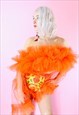 ORANGE TULLE RUFFLE OFF THE SHOULDER TOP