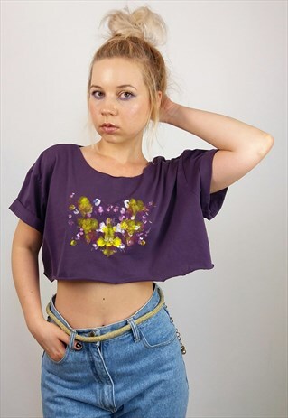 REWORKED HAND-PAINTED "RORSCHACH" FESTIVAL CROP TOP