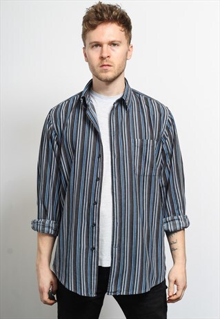 VINTAGE CORDUROY CORD STRIPED SHIRT