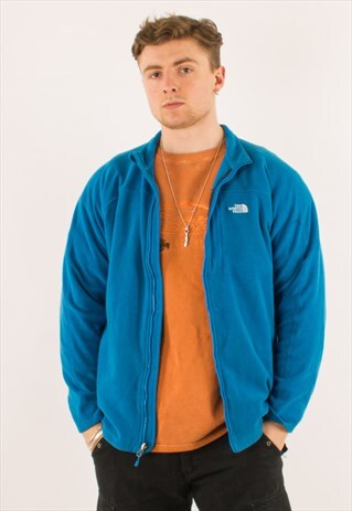 VINTAGE BLUE NORTH FACE FULL ZIP FLEECE XL
