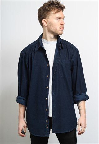 VINTAGE CORDUROY CORD SHIRT BLUE