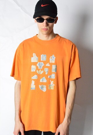 VINTAGE 90S FADED ORANGE ADIDAS T-SHIRT