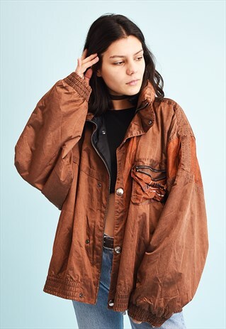 90'S RETRO ATHLEISURE BOMBER SHELL PUFFER JACKET