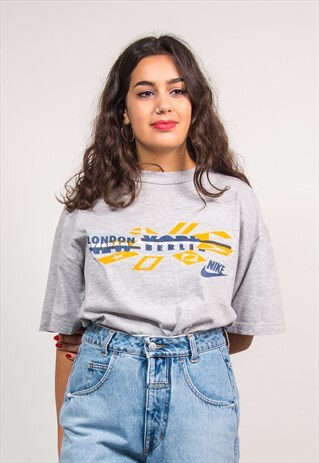 VINTAGE 90'S NIKE GREY CITY SPORTS T-SHIRT
