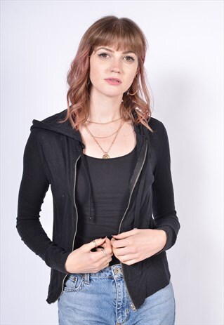VINTAGE 90'S FULL-ZIP HOODIE JACKET BLACK