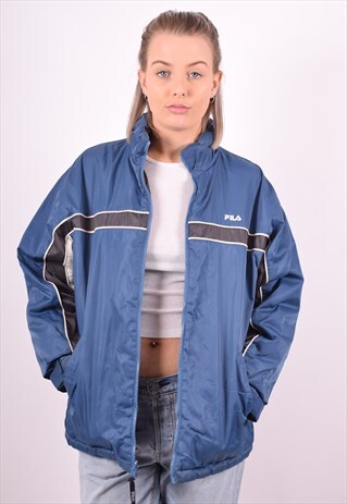 FILA WOMENS VINTAGE REVERSIBLE JACKET LARGE BLUE 90'S