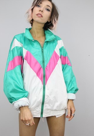 VINTAGE 80S 90S OVERSIZED SHELL SUIT FESTIVAL JACKET