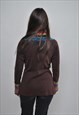 Y2K FESTIVAL SHIRT HIPPIE STYLE BROWN PULLOVER BLOUSE