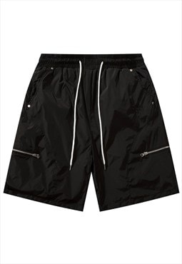 Utility board shiny shorts in black