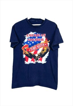 Vintage American Soldier T-Shirt in Blue M