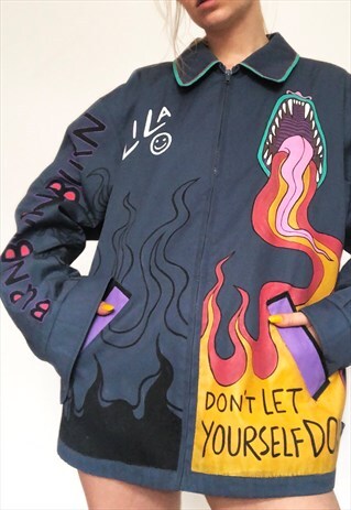 SPIT FIRE HANDPAINTED DRAGON THRIFTED JACKET