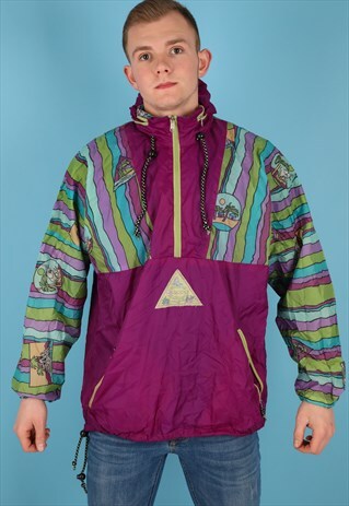 VINTAGE WINDBREAKER JACKET IN MULTICOLOUR NJ498B