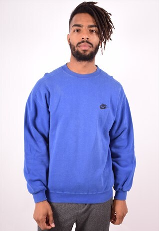 NIKE MENS VINTAGE SWEATSHIRT JUMPER MEDIUM BLUE 90S