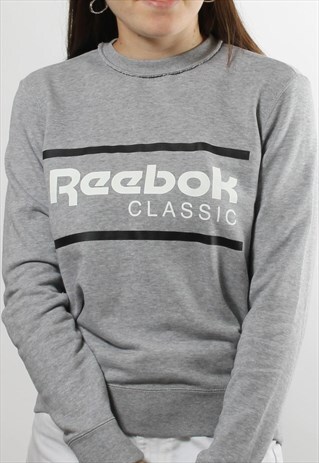 VINTAGE REEBOK CLASSIC SPELL OUT GREY SWEATER