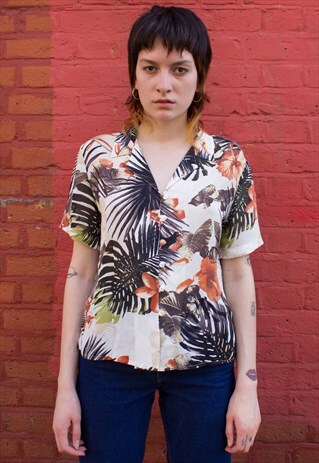 VINTAGE PLANT / LEAF PRINT SUMMER SHIRT