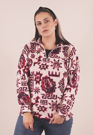 VINTAGE 90'S CRAZY PRINT FLEECE JACKET /A14002