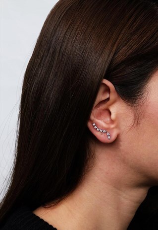 STAR LINE CLIMBER EARRINGS WOMEN STERLING SILVER EARRINGS