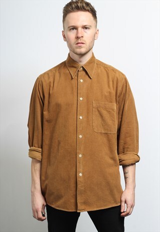 VINTAGE HUGO BOSS CORDUROY SHIRT BROWN