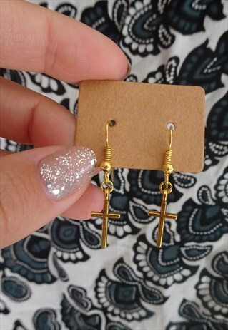 GOLD CROSS EARRINGS