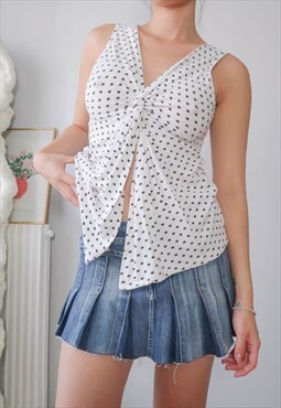Vintage Y2K white polka dot tank top