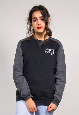 VINTAGE 90'S BLACK PUMA ATHLETIC SWEATSHIRT JUMPER