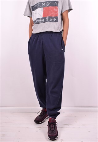 NIKE MENS VINTAGE TRACKSUIT TROUSERS W36 L33 NAVY BLUE 90'S