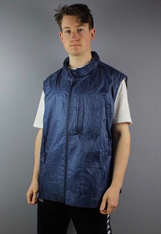 VINTAGE POLO SPORT GILET IN NAVY WITH PRINTED LOGO. SIZE XXL