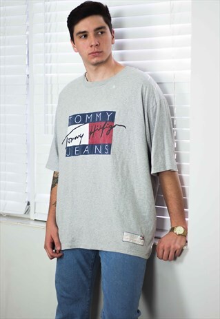 VINTAGE TOMMY HILFIGER T-SHIRT FLAG LOGO 90S XL 9.8