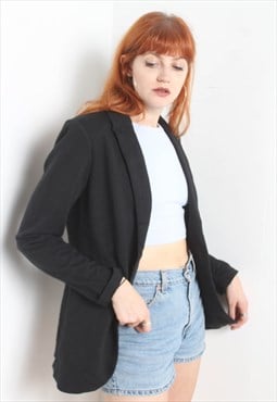 Vintage 90's Fitted Suit Jacket Blazer Black