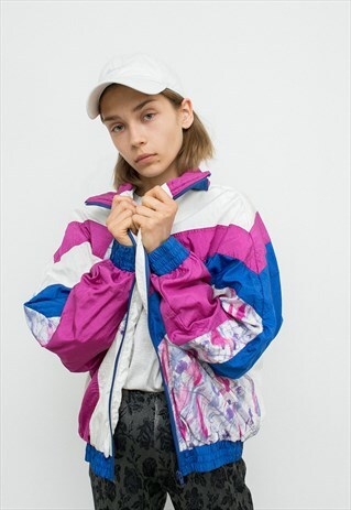 VINTAGE JACKET SPORTS UNISEX WHITE STRIPED UNISEX SHELL