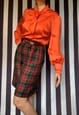 VINTAGE 70S ORANGE SATIN PUSSY BOW BLOUSE LONG SLEEVES, UK14