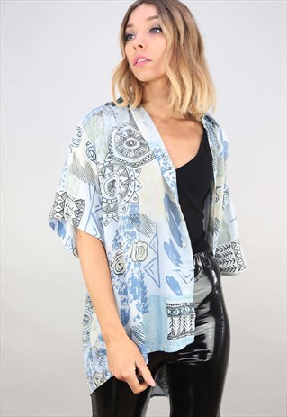 VINTAGE OVERSIZED SHORT SLEEVE PATTERNED SHIRT