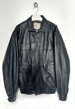 Vintage Y2K Black Bomber Leather Jacket