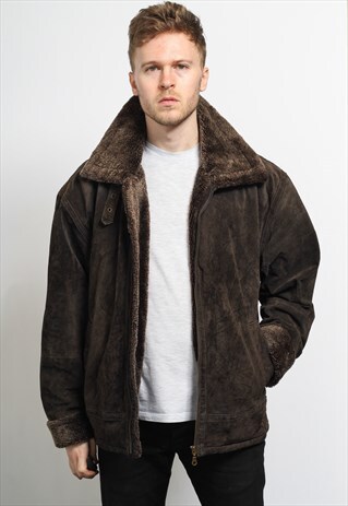 VINTAGE SUEDE AVIATOR FLEECE JACKET