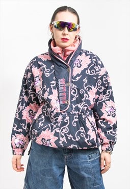 Vintage floral puffy jacket snowboard puffer oversized