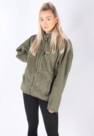 VINTAGE BERGHAUS FLEECE JUMPER KHAKI OUTDOORS M/L 90S 10 12