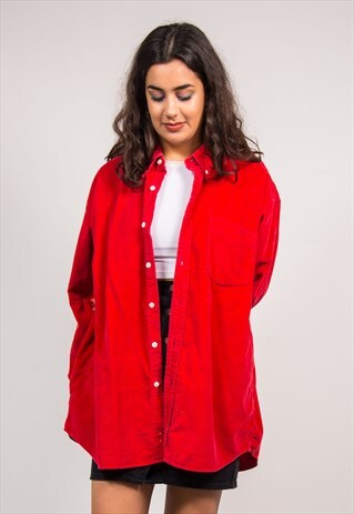 90'S VINTAGE RED CORD OVERSIZE GRUNGE STYLE SHIRT