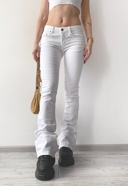 Vintage 00's Y2K Fiorucci White Mid Rise Skinny Flares Jeans