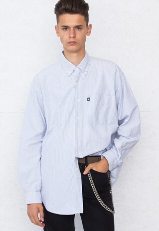 VINTAGE BLUE RALPH LAUREN LONG SLEEVE STRIPED SHIRT