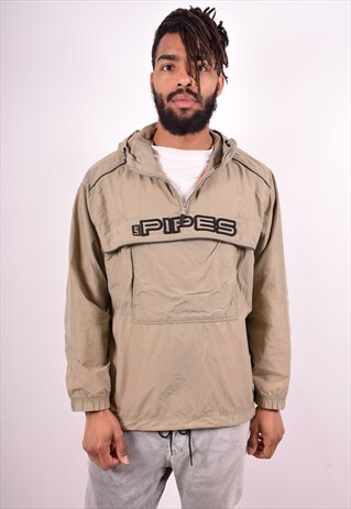 LEE MENS VINTAGE PULLOVER JACKET LARGE BEIGE 90S