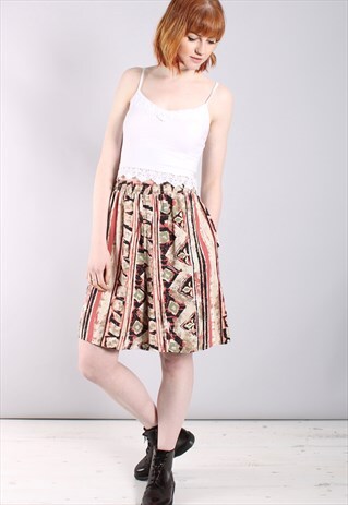 VINTAGE 80S ABSTRACT PATTERNED CULOTTE SHORTS