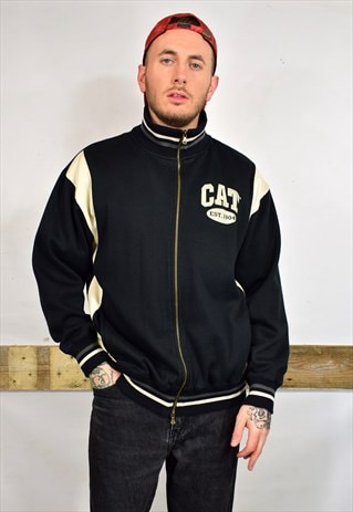 VINTAGE CAT BLACK BEIGE ZIP JACKET