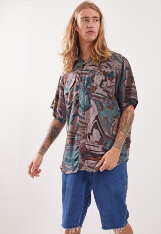 VINTAGE PATTERNED FESTIVAL SHORT SLEEVE SHIRT
