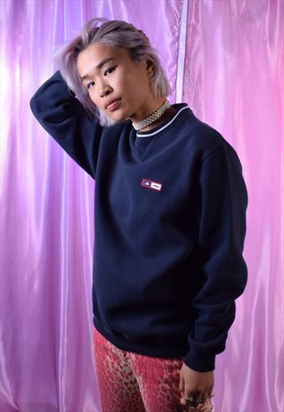 VINTAGE ADIDAS NAVY EMBROIDERED SWEATSHIRT